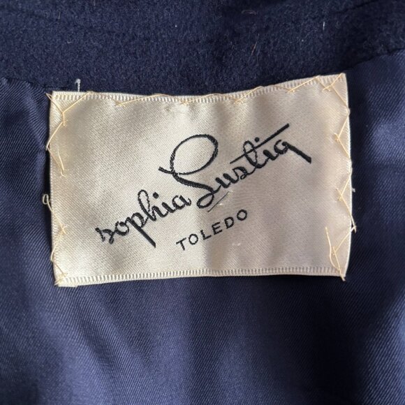 Navy Blue Wool Boxy Jacket Slim Skirt Woman's Suit - Picture 12 of 13